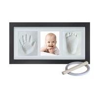Baby Handprint Footprint Keepsake Kit, Wall Mount & Desktop Mount Decor Shower Picture Frames Gift for Newborns - Roller, Mounting Hardware and Instructions - Black