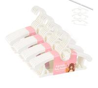 Baby Hangers for Closet 20pcs, HGYZE White Kids Clothes Hanger Plastic, 11-14" Adjustable Bulk Perchas for Newborn, Non-Slip Children Outfit Bear Hanger for Girl Boy Toddler Infant Nursery Clothing