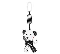 Baby Hanging Rattle Toys Black White Stripe Plush Wind Chimes Crib Stroller Toy for Infants Newborns Nursery Bedroom Decor Soft Cloth Animal Design 34x12cm (Black and white striped bear pendant)