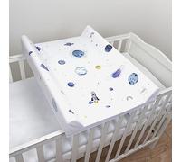 Baby Hard Base Changing Mat/Top Changer 80x50 cm fits 140x70 cm Cot Bed Unisex Wedge Anti Roll Nappy Newborn Baby Waterproof Changing Mat with Raised Edges (Universe)