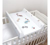 Baby Hard Base Changing Mat/Top Changer 80x50 cm fits 140x70 cm Cot Bed Unisex Wedge Anti Roll Nappy Newborn Baby Waterproof Changing Mat with Raised Edges (Retro Cars)