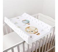 Baby Hard Base Changing Mat/Top Changer 80x50 cm fits 140x70 cm Cot Bed Unisex Wedge Anti Roll Nappy Newborn Baby Waterproof Changing Mat with Raised Edges (Balloons)
