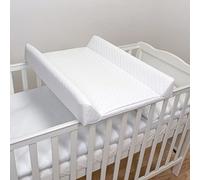 Baby Hard Base Changing Mat/Top Changer 80x50 cm fits 140x70 cm Cot Bed Unisex Wedge Anti Roll Nappy Newborn Baby Waterproof Changing Mat with Raised Edges (White Caro)