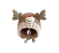 Baby Hat Winter Christmas Little Deer Horn Children's Jumper Hat and Baby Warm Lambhair Ear Protection Baby Hat with Name, brown, One Size