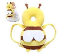 Baby Head Protector Backpack Bee-Shaped Squeaky Stuffed Head Protection Backpack with Chest Strap Breathable Adjustable Non-Slip Protector for Baby Walking, Yellow..
