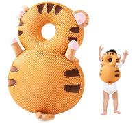 Baby Head Protector Backpack Cute Breathable Stuffed Head Protection Backpack with Chest Strap Adjustable Shock Absorption Protector for Baby Walking, Tiger..