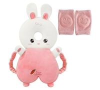 Baby Head Protector Backpack, Head Protection for Baby, Adjustable Safety Helmet Pad for Infants and Toddlers 5-24 Months, Head Support for Baby, 1 Piece Rabbit Head Protection Pad with Pink Knee Pads