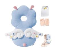 Baby Head Protector Backpack, Toddler Baby Head Protection Backpack with Baby Knee Pads Alarm Function for Walking & Crawling, Soft, Breathable and Wearing Safety Baby Head Protector - Blue Fairy