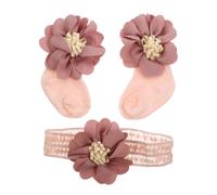 Baby Headband and Socks Set Cotton Lace Pink Flower