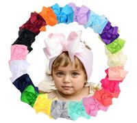 Baby Headband Bows 20Pcs Soft Stretchy Baby Girl Headbands 6.3'' Newborn Baby Headbands Head Wrap Hair Bands with Bows Hair Accessories for Infant Toddler KidsGirl