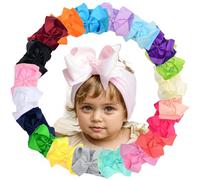 Baby Headband Bows 20Pcs Soft Stretchy Baby Girl Headbands 6.3'' Newborn Baby Headbands Head Wrap Hair Bands with Bows Hair Accessories for Infant Toddler Kids, Baby Headband Bows