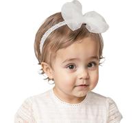 Baby Headband Bows Baby Girl Headbands, Cute Soft Girl Bows White Lace Knot Headbands for Newborn Infants Toddlers Kids, Fits 3-12 Months