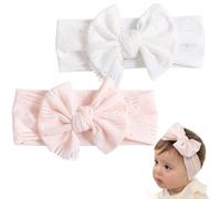 Baby Headbands 2Pcs Pretty Soft Headbands for Girls Elastic Girls with Big Bow Cozy Nylon Toddler Headband Hair Accessories Gifts for Newborn Infant Toddler Kids, Baby