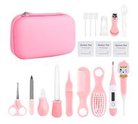 Baby Healthcare and Grooming Kit, 28PCS Upgraded Safety Care Kit, with Hair Brush Comb Nail Clippers and More for Newborn Infant Toddlers Baby (Pink-A)