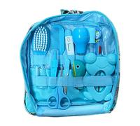 Baby Healthcare and Grooming Kit Baby Nasal Aspirator Nail Clipper Hairbrush Set Newborn Daily Cleaning Care Kit 13 PCS/Set, Style B, Blue