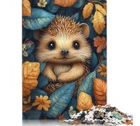 Baby Hedgehog In Autumn Leaves Puzzle 500 Piece Adult Jigsaw Puzzle Wooden Puzzles for Adults Teenagers Teenager Man Woman Gift 500pcs (52x38cm)