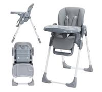 Baby High Chair, 4-in-1 Adjustable Folding Highchair for Babies & Toddlers - 7 Height Levels, Reclining Backrest, Adjustable Footrest, Double Tray, 5 Point Harness & Crotch Strap