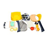 Baby High Chair Adjustable Height with Removable Trays Locking Wheels One Touch Folding PU Leather Seat Pad Folding Baby Feeding High Chair for Toddlers Kids Infants Blue