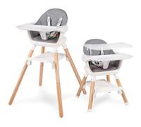 Baby High Chair, Convertible Wooden High Chairs for Babies and Toddlers, Baby HighChair with Dishwasher Safe Double Removable Tray, Adjustable Footrest & Machine Washable Cushion