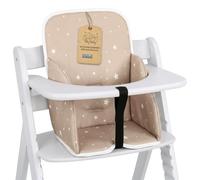 Baby high Chair Cushion seat Reducer Reinforced Side Walls Insert | Soft cover for Chicco Polly plastic water repellent non slip skin friendly padded seat cushion insert Beige with white stars