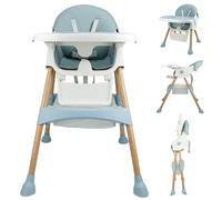 Baby High Chair Foldable Highchair, High Chairs for Babies and Toddlers Adjustable Height & Reclining Seat Detachable Double Tray, Ergonomic Feeding Portable Highchairs for Newborn 6 Months to 5 Years