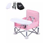 Baby High Chair,Portable Kids Camping Chair with Removable Tray,High Chairs for Babies and Toddlers for Outdoor with Storage Bag,Foldable Baby Booster Seat for 6 Moths to 3 Years (Pink)