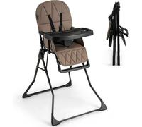 Baby High Chair, Quick Folding Portable Highchair for Babies and Toddlers with Adjustable Footrest Removable Dishwasher Tray PU Seat, Compact Highchairs for Baby Age 6-36 Months (Coffee)