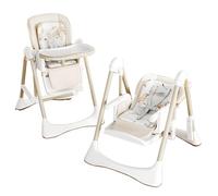 Baby High Chair,Rocking & Swinging Function,5 Height Options,3 Recline Positions,Detachable Double Trays,Compact Fold(White)
