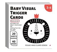 Baby High Contrast Flash Cards, Black and Red Visual Stimulation Cards, 20 Sheets 40 Pages, Ages 3-6 Months (3-6)