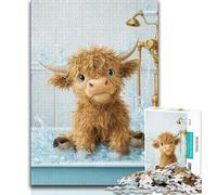 Baby Highland Cow 1000 Piece Jigsaw Puzzles for Teenagers Gifts,Help The Brain Exercise Addictive Toys to Cultivate Patience Suitable for Couples (50x75cm)