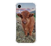 Baby Highland Cow Case Compatible with iPhone XR, Cute Baby Cow in The Mountains Case for iPhone XR,Slim Shockproof TPU Bumper Protective Cover Case