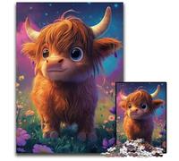 Baby Highland Cow Jigsaw Puzzles 1000 Pieces for Adults Difficult Puzzles for Adults Ideal DIY Decor & Brain Teaser Gift 1000 PCS(75x50cm)