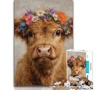 Baby Highland Cow Jigsaws 1000 Pieces for Teenagers,Educational Games Home Decoration Deal As Gifts for The Whole Family 38x26cm