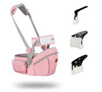 Baby Hip Seat Carrier Baby Waist Stool for Child Infant Toddler with Adjustable Strap Buckle Pocket Soft Inner Huge Storage (Pink)