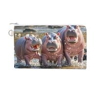 Baby Hippos Coin Purse Coin Pouch with Zipper for Men Women Portable Change Wallet Canvas Coin Bag