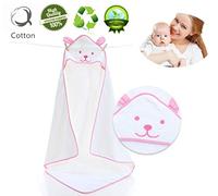 Baby Hooded Towel，Morbuy 100% Cotton Ultra Soft & Super Absorbent Toddler Hooded Bath Towel Hypoallergenic for Toddler & Infants Premium Baby Shower Keeps Dry and Warm (White Pink)