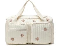 Baby Hospital Bag Quilted Diaper Bag Large Capacity Teddy Bear Pattern Cute Duffle Portable & Lightweight for Hospital and Weekender Travel, 18.9x8.7x10.2in