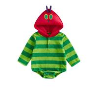 Baby Hungry Caterpillar Costume Plush Fleece Hooded Romper for Halloween | Fleece Caterpillar Costume ,Unisex 0-24M fit for Halloween, One-Piece Romper Jumpsuit, Newborn Photo Props