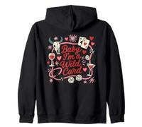 Baby I'm A WildCard Cowgirl Rodeo Bar Design Zip Hoodie