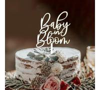 Baby in Bloom Cake Topper,Wooden Baby Shower Cake Decorations -Birth Announcement/Custom Baby Cake Topper for Gender Reveal Pregnancy Announcement and Welcome/CustomBaby Party Decorations