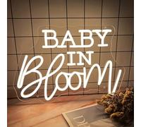 Baby In Bloom Neon Signs Dimmable Led Neon Lights for Baby Shower Gender Reveal Party Engagement Wedding Backdrop Decorations Letters Light Up Baby Welcome Sign Pregnancy Announcement Party Supplie
