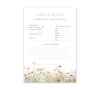 Baby in Bloom Prediction and Advice Cards, A5 Size, 15 Cards per Pack, Wildflower Meadow Design, Baby Shower Game and Keepsake