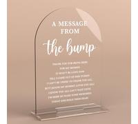 Baby in Bloom Shower Decorations, Baby Shower Sign, Newborn Gifts, Message From The Bump Signs, Modern Calligraphy Arched Acrylic Table Top Signs With Stand for Gender Reveal Party Decoration (Clear)