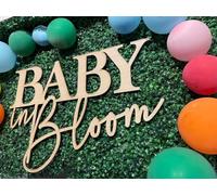 Baby in Bloom Sign for Backdrop - DIY Wooden Baby Shower Sign for Balloon Arch 1st Birthday Party Gender Reveal Party Decor Decoration Backdrop Wall Photo Prop