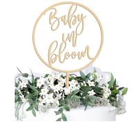 Baby in Bloom Wooden Cake Topper - A Beautifully Handcrafted Wooden Decoration Perfect For Baby Showers And Gender Reveal Parties, Suitable For Both Boys And Girls,Oh Baby Cake Topper