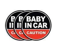 Baby in Car Magnet_Circular Type (3 Pack) (Black/Red)