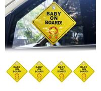 Baby In Car Safety Signs - 4 Pack, 5" x 5" with Dual Suction Cups, Reusabl - Ideal Baby In Car Safety Sticker - Durable and Strong Adhesion
