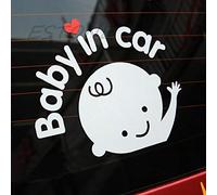 "Baby in Car" Waving Baby On Board Safety Sign Cute Car Decal/Sticker Decal Stickers for Laptops Blue