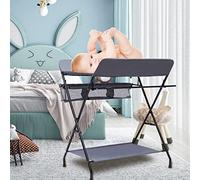 Baby Infant Changing Table Adjustable Infant Care Station Folding Diaper Station Nursery Dresser Diaper Organizer Storage Rack Massage Tables Changer Unit Gray (No Wheel)