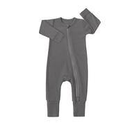 Baby Infant Cotton Babygrows Plain Soft Zipper Side Open Long Sleeve Onesie Outfits Newborn Soft Lightweight Ribbed Cuffs Rompers Clothes Fashion Coming Home Bodysuits